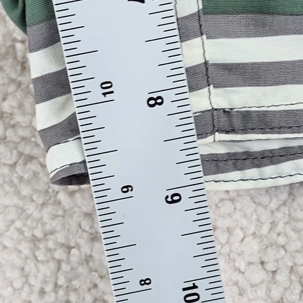 Patagonia Scallop Hem Board Shorts Mens 32 Teal Grey Striped Surf Swim Trunks‎